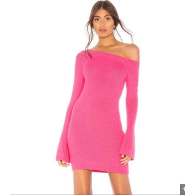 Lovers + Friends Hot Pink Off-Shoulder Mini Dress